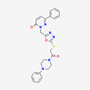 2-((5-((2-oxo-2-(4-phenylpiperazin-1-yl)ethyl)thio)-1,3,4-oxadiazol-2-yl)methyl)-6-phenylpyridazin-3(2H)-one