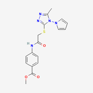 Methyl 4-(2-{[5-methyl-4-(1H-pyrrol-1-YL)-4H-1,2,4-triazol-3-YL]sulfanyl}acetamido)benzoate