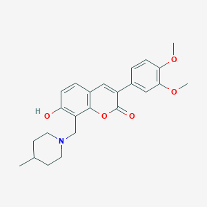 3-(3,4-dimethoxyphenyl)-7-hydroxy-8-[(4-methylpiperidin-1-yl)methyl]-2H-chromen-2-one