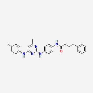 molecular formula C28H29N5O B11254929 N-(4-((4-methyl-6-(p-tolylamino)pyrimidin-2-yl)amino)phenyl)-4-phenylbutanamide 