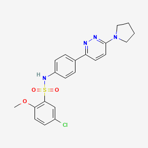 molecular formula C21H21ClN4O3S B11254944 5-chloro-2-methoxy-N-(4-(6-(pyrrolidin-1-yl)pyridazin-3-yl)phenyl)benzenesulfonamide 