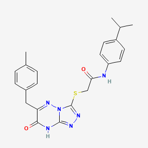 molecular formula C23H24N6O2S B11254968 2-{[6-(4-methylbenzyl)-7-oxo-7,8-dihydro[1,2,4]triazolo[4,3-b][1,2,4]triazin-3-yl]sulfanyl}-N-[4-(propan-2-yl)phenyl]acetamide 