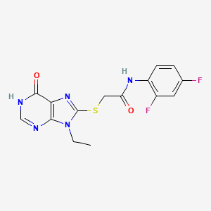 molecular formula C15H13F2N5O2S B11254976 N-(2,4-difluorophenyl)-2-[(9-ethyl-6-oxo-6,9-dihydro-1H-purin-8-yl)sulfanyl]acetamide 