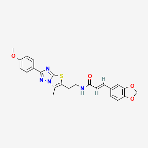 molecular formula C24H22N4O4S B11254986 (E)-3-(benzo[d][1,3]dioxol-5-yl)-N-(2-(2-(4-methoxyphenyl)-6-methylthiazolo[3,2-b][1,2,4]triazol-5-yl)ethyl)acrylamide 