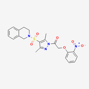 1-(4-((3,4-dihydroisoquinolin-2(1H)-yl)sulfonyl)-3,5-dimethyl-1H-pyrazol-1-yl)-2-(2-nitrophenoxy)ethanone