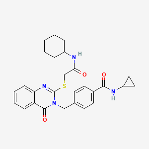 4-[(2-{[(cyclohexylcarbamoyl)methyl]sulfanyl}-4-oxo-3,4-dihydroquinazolin-3-yl)methyl]-N-cyclopropylbenzamide