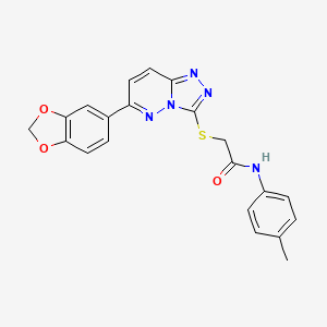 molecular formula C21H17N5O3S B11255072 2-((6-(benzo[d][1,3]dioxol-5-yl)-[1,2,4]triazolo[4,3-b]pyridazin-3-yl)thio)-N-(p-tolyl)acetamide 