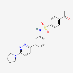 4-acetyl-N-(3-(6-(pyrrolidin-1-yl)pyridazin-3-yl)phenyl)benzenesulfonamide