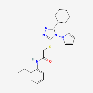 2-{[5-cyclohexyl-4-(1H-pyrrol-1-yl)-4H-1,2,4-triazol-3-yl]sulfanyl}-N-(2-ethylphenyl)acetamide