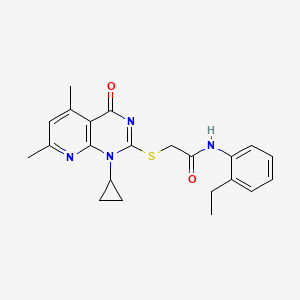 2-[(1-cyclopropyl-5,7-dimethyl-4-oxo-1,4-dihydropyrido[2,3-d]pyrimidin-2-yl)sulfanyl]-N-(2-ethylphenyl)acetamide