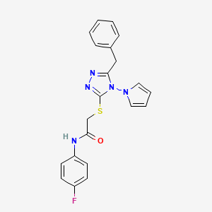 molecular formula C21H18FN5OS B11255178 2-{[5-benzyl-4-(1H-pyrrol-1-yl)-4H-1,2,4-triazol-3-yl]sulfanyl}-N-(4-fluorophenyl)acetamide 