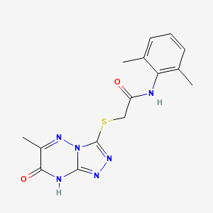 molecular formula C15H16N6O2S B11255218 N-(2,6-dimethylphenyl)-2-[(6-methyl-7-oxo-7,8-dihydro[1,2,4]triazolo[4,3-b][1,2,4]triazin-3-yl)sulfanyl]acetamide 