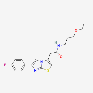 molecular formula C18H20FN3O2S B11255278 N-(3-ethoxypropyl)-2-[6-(4-fluorophenyl)imidazo[2,1-b][1,3]thiazol-3-yl]acetamide 