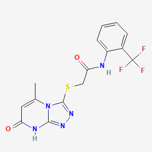 molecular formula C15H12F3N5O2S B11255284 2-({5-Methyl-7-oxo-7H,8H-[1,2,4]triazolo[4,3-A]pyrimidin-3-YL}sulfanyl)-N-[2-(trifluoromethyl)phenyl]acetamide 