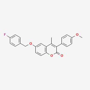 molecular formula C24H19FO4 B11255288 6-((4-fluorobenzyl)oxy)-3-(4-methoxyphenyl)-4-methyl-2H-chromen-2-one 