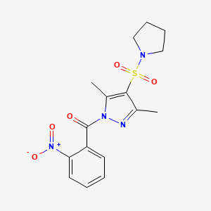 (3,5-dimethyl-4-(pyrrolidin-1-ylsulfonyl)-1H-pyrazol-1-yl)(2-nitrophenyl)methanone