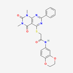 N-(2,3-dihydrobenzo[b][1,4]dioxin-6-yl)-2-((6,8-dimethyl-5,7-dioxo-2-phenyl-5,6,7,8-tetrahydropyrimido[4,5-d]pyrimidin-4-yl)thio)acetamide