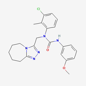 molecular formula C23H26ClN5O2 B11255344 1-(3-chloro-2-methylphenyl)-3-(3-methoxyphenyl)-1-((6,7,8,9-tetrahydro-5H-[1,2,4]triazolo[4,3-a]azepin-3-yl)methyl)urea 