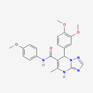 molecular formula C22H23N5O4 B11255366 7-(3,4-dimethoxyphenyl)-N-(4-methoxyphenyl)-5-methyl-4,7-dihydro[1,2,4]triazolo[1,5-a]pyrimidine-6-carboxamide 