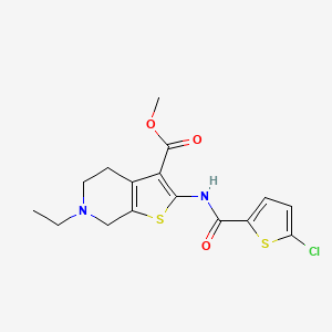 molecular formula C16H17ClN2O3S2 B11255388 Methyl 2-(5-chlorothiophene-2-amido)-6-ethyl-4H,5H,6H,7H-thieno[2,3-C]pyridine-3-carboxylate 