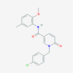 molecular formula C21H19ClN2O3 B11255409 1-(4-chlorobenzyl)-N-(2-methoxy-5-methylphenyl)-6-oxo-1,6-dihydropyridine-3-carboxamide 