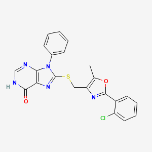 molecular formula C22H16ClN5O2S B11255432 8-({[2-(2-chlorophenyl)-5-methyl-1,3-oxazol-4-yl]methyl}sulfanyl)-9-phenyl-1,9-dihydro-6H-purin-6-one 