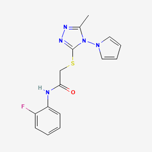 molecular formula C15H14FN5OS B11255441 N-(2-fluorophenyl)-2-{[5-methyl-4-(1H-pyrrol-1-yl)-4H-1,2,4-triazol-3-yl]sulfanyl}acetamide 