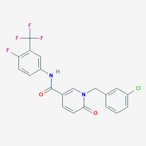 molecular formula C20H13ClF4N2O2 B11255449 1-(3-chlorobenzyl)-N-(4-fluoro-3-(trifluoromethyl)phenyl)-6-oxo-1,6-dihydropyridine-3-carboxamide 