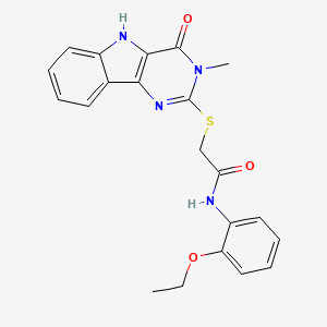 molecular formula C21H20N4O3S B11255486 N-(2-ethoxyphenyl)-2-((3-methyl-4-oxo-4,5-dihydro-3H-pyrimido[5,4-b]indol-2-yl)thio)acetamide 