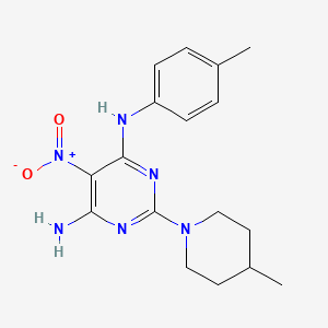 N-(4-methylphenyl)-2-(4-methylpiperidin-1-yl)-5-nitropyrimidine-4,6-diamine