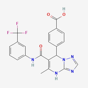 molecular formula C21H16F3N5O3 B11255588 4-(5-Methyl-6-{[3-(trifluoromethyl)phenyl]carbamoyl}-4,7-dihydro[1,2,4]triazolo[1,5-a]pyrimidin-7-yl)benzoic acid 