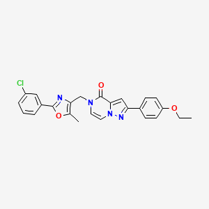 molecular formula C25H21ClN4O3 B11255592 5-((2-(3-chlorophenyl)-5-methyloxazol-4-yl)methyl)-2-(4-ethoxyphenyl)pyrazolo[1,5-a]pyrazin-4(5H)-one 