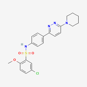 molecular formula C22H23ClN4O3S B11255616 5-chloro-2-methoxy-N-(4-(6-(piperidin-1-yl)pyridazin-3-yl)phenyl)benzenesulfonamide 