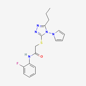 molecular formula C17H18FN5OS B11255617 N-(2-fluorophenyl)-2-{[5-propyl-4-(1H-pyrrol-1-yl)-4H-1,2,4-triazol-3-yl]sulfanyl}acetamide 