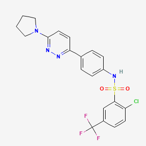 2-chloro-N-(4-(6-(pyrrolidin-1-yl)pyridazin-3-yl)phenyl)-5-(trifluoromethyl)benzenesulfonamide