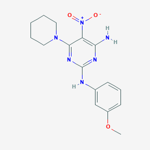 N2-(3-methoxyphenyl)-5-nitro-6-(piperidin-1-yl)pyrimidine-2,4-diamine