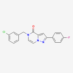 molecular formula C19H13ClFN3O B11255701 5-[(3-chlorophenyl)methyl]-2-(4-fluorophenyl)-4H,5H-pyrazolo[1,5-a]pyrazin-4-one 