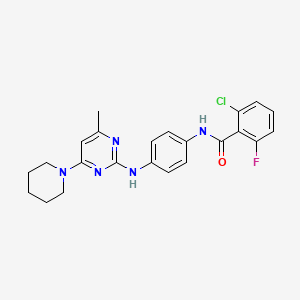 molecular formula C23H23ClFN5O B11255713 2-Chloro-6-fluoro-N-(4-{[4-methyl-6-(piperidin-1-YL)pyrimidin-2-YL]amino}phenyl)benzamide 