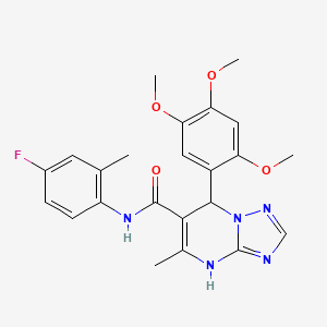 molecular formula C23H24FN5O4 B11255725 N-(4-fluoro-2-methylphenyl)-5-methyl-7-(2,4,5-trimethoxyphenyl)-4,7-dihydro[1,2,4]triazolo[1,5-a]pyrimidine-6-carboxamide 