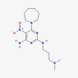 6-(azepan-1-yl)-2-N-[3-(dimethylamino)propyl]-5-nitropyrimidine-2,4-diamine