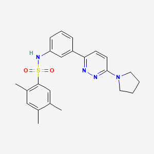 molecular formula C23H26N4O2S B11255779 2,4,5-trimethyl-N-(3-(6-(pyrrolidin-1-yl)pyridazin-3-yl)phenyl)benzenesulfonamide 