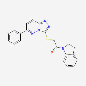 molecular formula C21H17N5OS B11255905 1-(Indolin-1-yl)-2-((6-phenyl-[1,2,4]triazolo[4,3-b]pyridazin-3-yl)thio)ethanone 