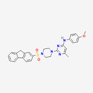 molecular formula C29H29N5O3S B11255921 2-(4-((9H-fluoren-2-yl)sulfonyl)piperazin-1-yl)-N-(4-methoxyphenyl)-6-methylpyrimidin-4-amine 