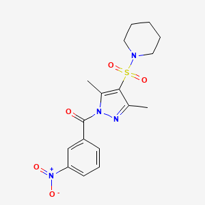 molecular formula C17H20N4O5S B11255975 1-{[3,5-dimethyl-1-(3-nitrobenzoyl)-1H-pyrazol-4-yl]sulfonyl}piperidine 