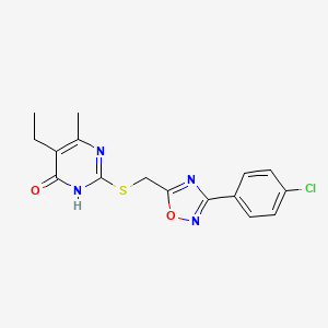 2-[[3-(4-chlorophenyl)-1,2,4-oxadiazol-5-yl]methylsulfanyl]-5-ethyl-6-methyl-1H-pyrimidin-4-one