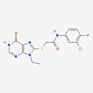 N-(3-chloro-4-fluorophenyl)-2-[(9-ethyl-6-oxo-6,9-dihydro-1H-purin-8-yl)sulfanyl]acetamide