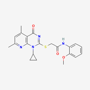 2-[(1-cyclopropyl-5,7-dimethyl-4-oxo-1,4-dihydropyrido[2,3-d]pyrimidin-2-yl)sulfanyl]-N-(2-methoxyphenyl)acetamide