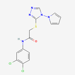 molecular formula C14H11Cl2N5OS B11256147 N-(3,4-dichlorophenyl)-2-{[4-(1H-pyrrol-1-yl)-4H-1,2,4-triazol-3-yl]sulfanyl}acetamide 