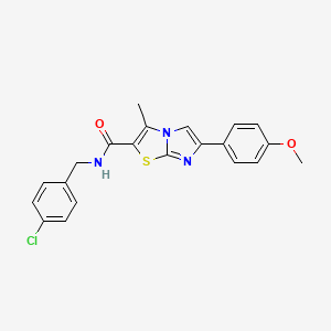 molecular formula C21H18ClN3O2S B11256173 N-(4-chlorobenzyl)-6-(4-methoxyphenyl)-3-methylimidazo[2,1-b]thiazole-2-carboxamide 