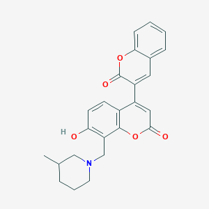 molecular formula C25H23NO5 B11256185 7'-hydroxy-8'-[(3-methylpiperidin-1-yl)methyl]-2H,2'H-3,4'-bichromene-2,2'-dione 